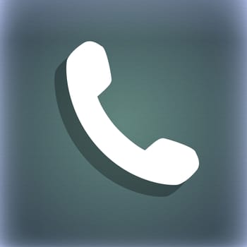Phone, Support, Call center icon symbol on the blue-green abstract background with shadow and space for your text. illustration