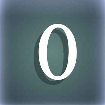 number zero icon sign. On the blue-green abstract background with shadow and space for your text. illustration