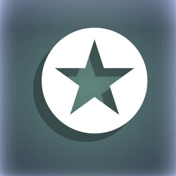 Star, Favorite Star, Favorite icon symbol on the blue-green abstract background with shadow and space for your text. illustration