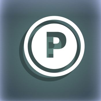 Car parking icon symbol on the blue-green abstract background with shadow and space for your text. illustration