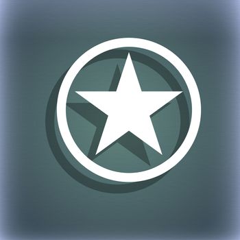 Star, Favorite Star, Favorite icon symbol on the blue-green abstract background with shadow and space for your text. illustration