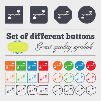 Bezier Curve icon sign. Big set of colorful, diverse, high-quality buttons. illustration