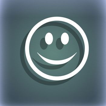 Smile, Happy face icon symbol on the blue-green abstract background with shadow and space for your text. illustration