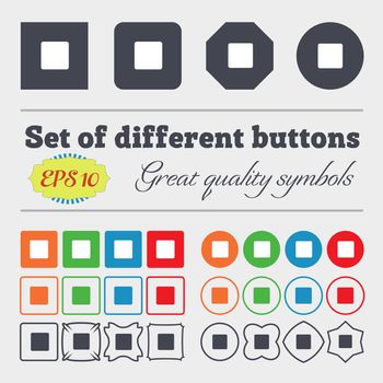 stop button icon sign Big set of colorful, diverse, high-quality buttons. illustration