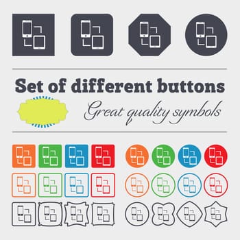 Synchronization sign icon. communicators sync symbol. Data exchange. Big set of colorful, diverse, high-quality buttons. illustration