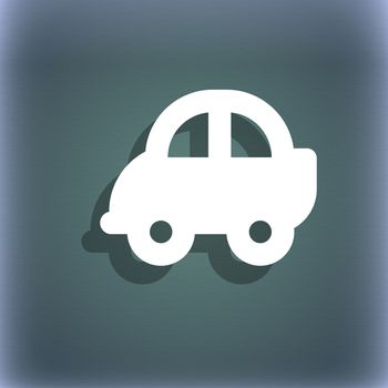 Auto icon symbol on the blue-green abstract background with shadow and space for your text. illustration