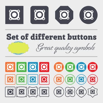 Speaker volume sign icon. Sound symbol. Big set of colorful, diverse, high-quality buttons. illustration