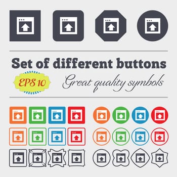 Direction arrow up icon sign Big set of colorful, diverse, high-quality buttons. illustration