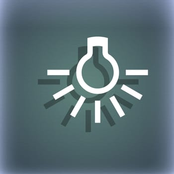 light bulb icon symbol on the blue-green abstract background with shadow and space for your text. illustration
