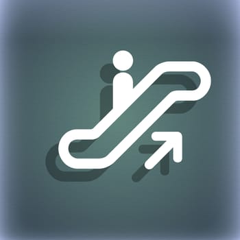elevator, Escalator, Staircase icon symbol on the blue-green abstract background with shadow and space for your text. illustration