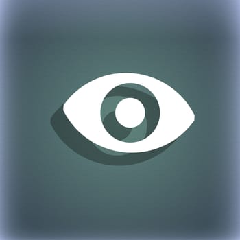 sixth sense, the eye icon symbol on the blue-green abstract background with shadow and space for your text. illustration