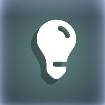 light bulb, idea icon symbol on the blue-green abstract background with shadow and space for your text. illustration