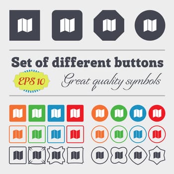map icon sign Big set of colorful, diverse, high-quality buttons. illustration