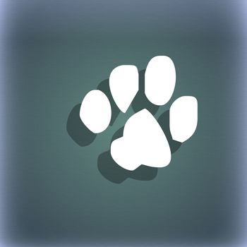 trace dogs icon symbol on the blue-green abstract background with shadow and space for your text. illustration