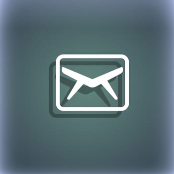 Mail, Envelope, Message icon symbol on the blue-green abstract background with shadow and space for your text. illustration