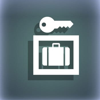 Luggage Storage icon symbol on the blue-green abstract background with shadow and space for your text. illustration