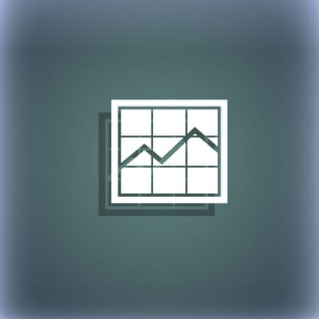 Chart icon symbol on the blue-green abstract background with shadow and space for your text. illustration