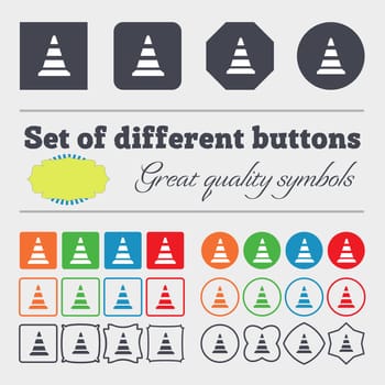 road cone icon. Big set of colorful, diverse, high-quality buttons. illustration