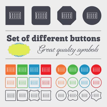 Dj console mix handles and buttons, level icons. Big set of colorful, diverse, high-quality buttons. illustration