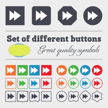 multimedia sign icon. Player navigation symbol. Big set of colorful, diverse, high-quality buttons. illustration