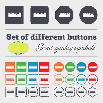 Ruler sign icon. School tool symbol. Big set of colorful, diverse, high-quality buttons. illustration