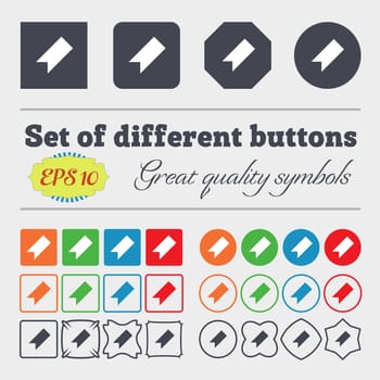 bookmark icon sign Big set of colorful, diverse, high-quality buttons. illustration