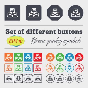 local area network icon sign. Big set of colorful, diverse, high-quality buttons. illustration