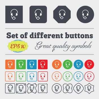 headsets icon sign. Big set of colorful, diverse, high-quality buttons. illustration