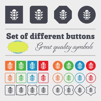 Traffic light signal icon sign. Big set of colorful, diverse, high-quality buttons. illustration