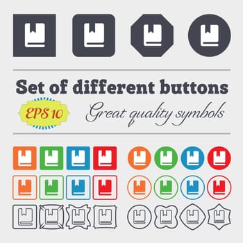 bookmark icon sign. Big set of colorful, diverse, high-quality buttons. illustration