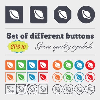 Jupiter planet icon sign. Big set of colorful, diverse, high-quality buttons. illustration