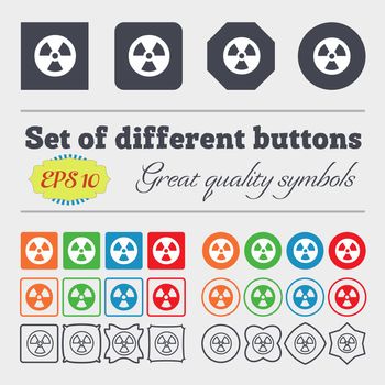 radiation icon sign. Big set of colorful, diverse, high-quality buttons. illustration