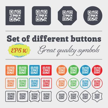 Qr code icon sign. Big set of colorful, diverse, high-quality buttons. illustration