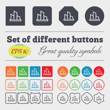 Diagram icon sign. Big set of colorful, diverse, high-quality buttons. illustration