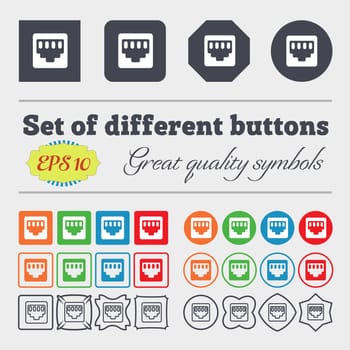 cable rj45, Patch Cord icon sign. Big set of colorful, diverse, high-quality buttons. illustration