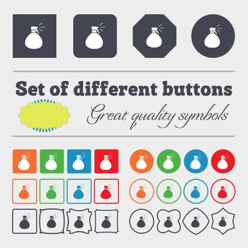 plastic spray of water icon sign. Big set of colorful, diverse, high-quality buttons. illustration
