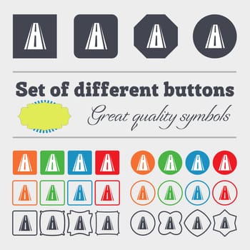 Road icon sign. Big set of colorful, diverse, high-quality buttons. illustration