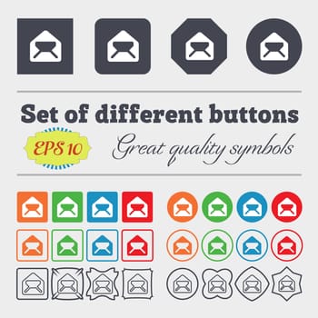 Mail, envelope, letter icon sign. Big set of colorful, diverse, high-quality buttons. illustration