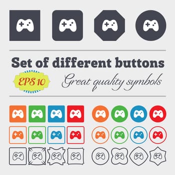 Joystick icon sign. Big set of colorful, diverse, high-quality buttons. illustration