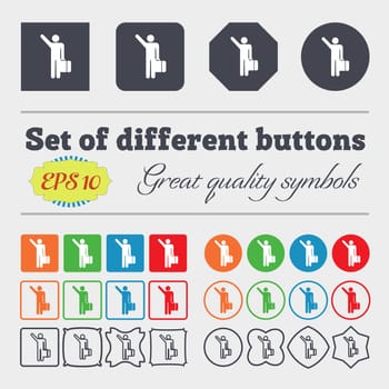 tourist icon sign. Big set of colorful, diverse, high-quality buttons. illustration