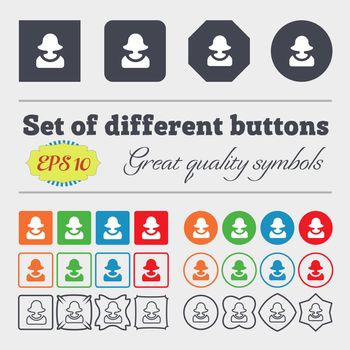 female silhouette icon sign. Big set of colorful, diverse, high-quality buttons. illustration