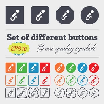 microphone icon sign. Big set of colorful, diverse, high-quality buttons. illustration