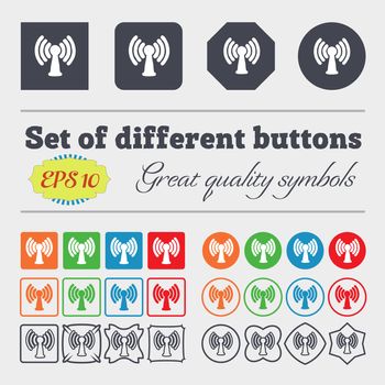 Wi-fi, internet icon sign. Big set of colorful, diverse, high-quality buttons. illustration