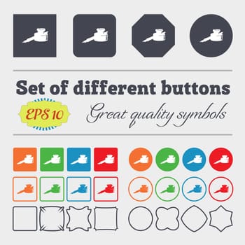 pen and ink icon sign. Big set of colorful, diverse, high-quality buttons. illustration
