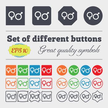 male and female icon sign. Big set of colorful, diverse, high-quality buttons. illustration