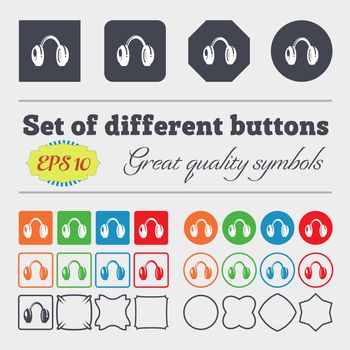 headsets icon sign. Big set of colorful, diverse, high-quality buttons. illustration