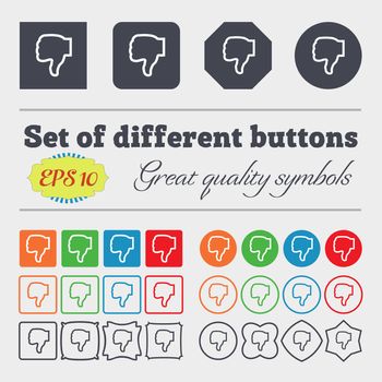 Dislike icon sign. Big set of colorful, diverse, high-quality buttons. illustration
