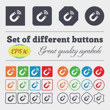 Magnet icon sign. Big set of colorful, diverse, high-quality buttons. illustration