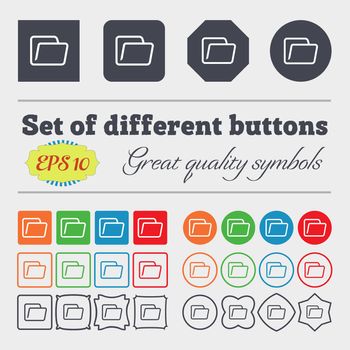 Folder icon sign. Big set of colorful, diverse, high-quality buttons. illustration