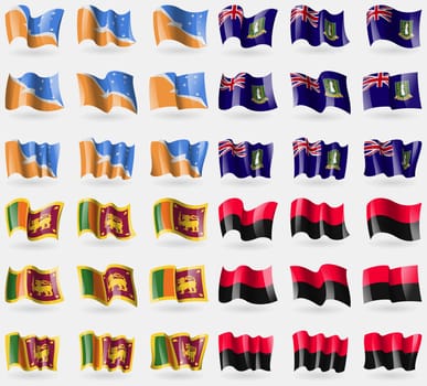 Tierra del Fuego Province, VirginIslandsUK, Sri Lanka, UPA. Set of 36 flags of the countries of the world. illustration
